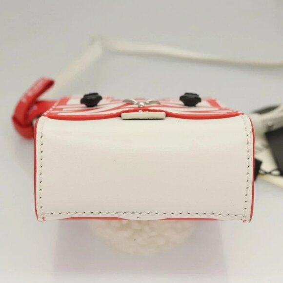FENDI Bunny Mark Jacobs Collaboration Bag Leather White Red Silver Auth BD1711AM - Picture 7 of 16